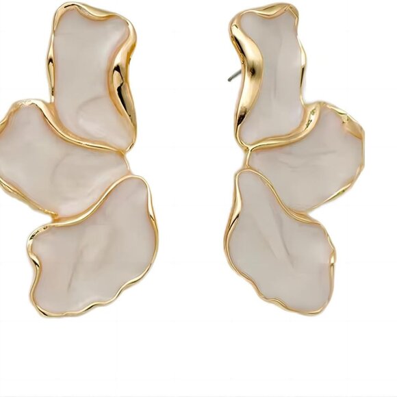 Jewelry - Irregular Petal Earring For Women Stainless Steel Unique Statement Flower Dangle